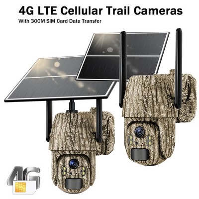 4G LTE Solar Security Camera   2K 360 ° View, No WiFi/Power Needed, Remote APP, 