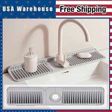 23.6" Silicone Faucet Mat Gray 6  Slope Quick-Dry Splash Guard Sink Drip Catcher