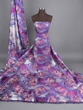 Purple Blue Jacquard Metallic Brocade Fabric 58  Width By The Yard