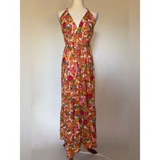 Halter Floral Maxi Dress with Tropical Floral Print Size M (European Brand)