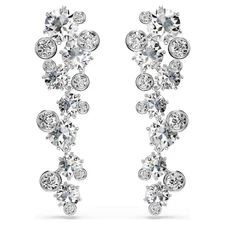 Swarovski Constella Drop Earrings, Mixed Cuts, White, Rhodium Plated 5732252