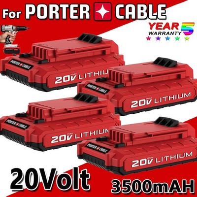 1| 4X 20 Volt 3.5Ah Lithium-ion Battery for Porter Cable 20V MAX PCC685L PCC680L
