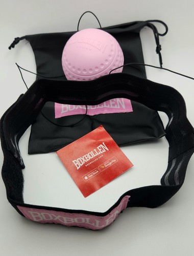BoxBollen Boxball Reflex Punching Pink Fitness Ball w Headband & QR Code App~NEW - Picture 5 of 9