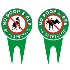 No Pooping Dog Signs For Yard, 2 Piece Aluminum Double Sided Printing 13.8 x ...