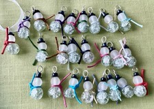 24 Handmade Top Quality Clear Glass Crackle Bead Christmas Snowman Charms 26mm