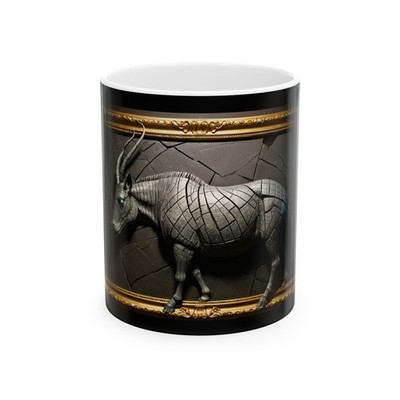 Okapi Sculpture Mug Dark Academia Gothic Gilded Baroque Frame Stone Art