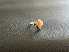 Stamped STERLING Vintage Antique Silver Ring SZ 4.25 Coral Deco Bohemian 025