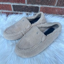 OluKai Tan Sherpa Cream Fuzzy Slip On Slippers