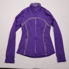 Lululemon Jacket Womens 6 Purple Full Zip Vent Back Thumbholes Yoga Running