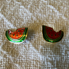 Watermelon Slice Stud Earrings Multicolor Ena...
