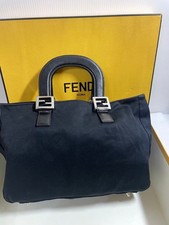 FENDI Handtasche Beuteltasche Handtasche FF Baguette Canvas Nylon schwarz aut...