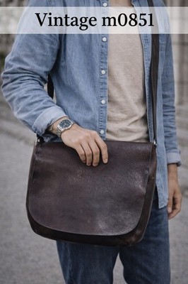 m0851 Leather Crossbody Bag Brown Distressed Vintage Messenger Canada Unisex