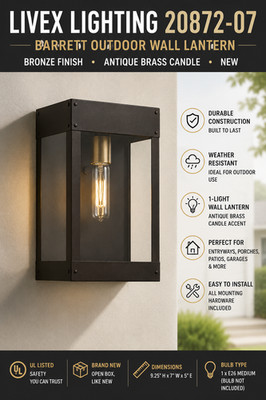 NEW Livex Lighting 20872-07 Barrett Outdoor Wall Lantern Bronze Light