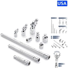 Bates 10-Piece Chrome Vanadium Socket Accessory Set - Versatile Extension Tools