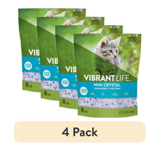  4 pack Vibrant Life Mini Crystal Cat Litter, Unscented, 8 lb Bag