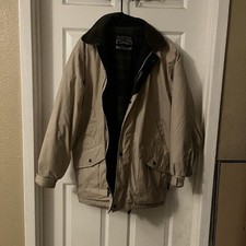 Pacific Trail Beige Mid-Length Men's Jacket Zip Button Buckle Accents Size M
