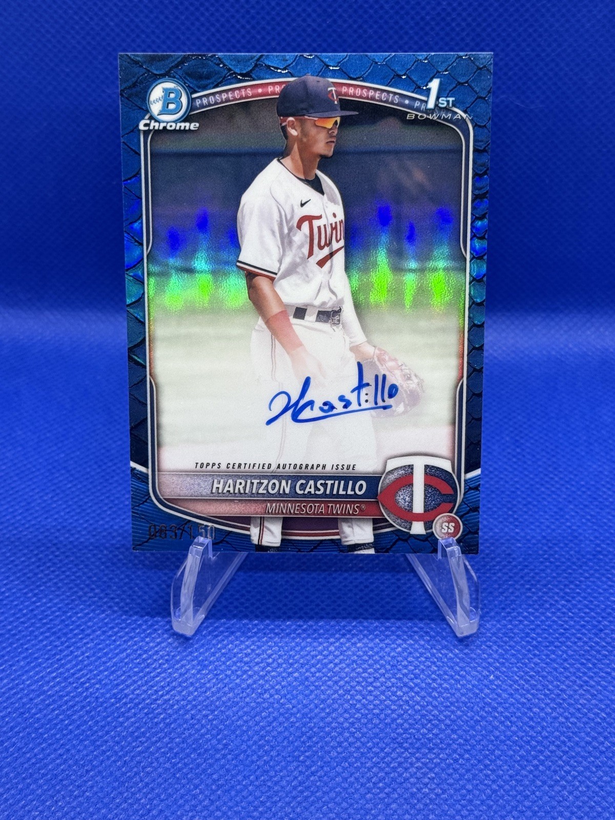 2025 Bowman Chrome Haritzon Castillo 1st Auto /150 Blue Reptilian CPA-HC Twins