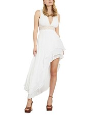 GUESS Sleeveless High-Low Danny Dress Women's XL Pure White Back Tie Closure
