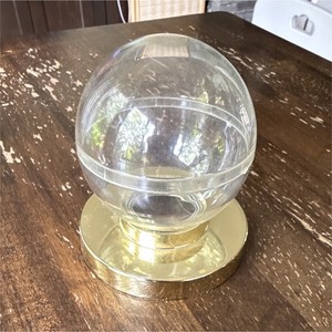 Clear Plastic Sphere Ball on Gold-Tone Stand with Display Base