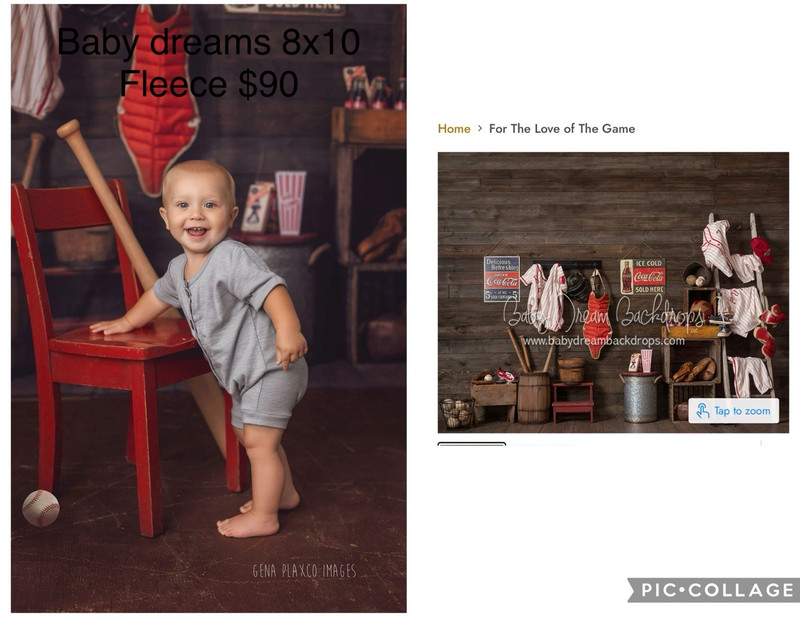 Baby Dream Backdrops For the Love of the Game Fleece Backdrop 8x10 Washable