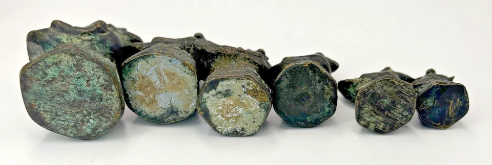 复古古董 BRONZE BURMESE HINTHA BIRD DUCK OPIUM WEIGHTS 6 PC 250g-35g — 第 2/4 张图片