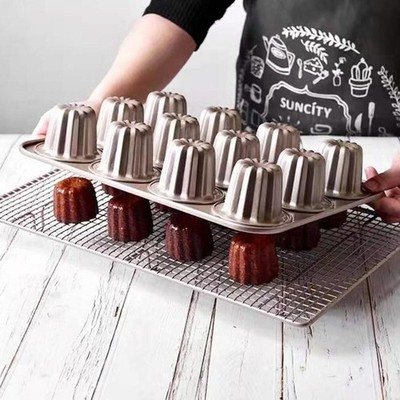 Cannele 12 Hohlräume Kohlenstoffstahl Antihaft Kuchen Backform Brot Backwerkzeuge