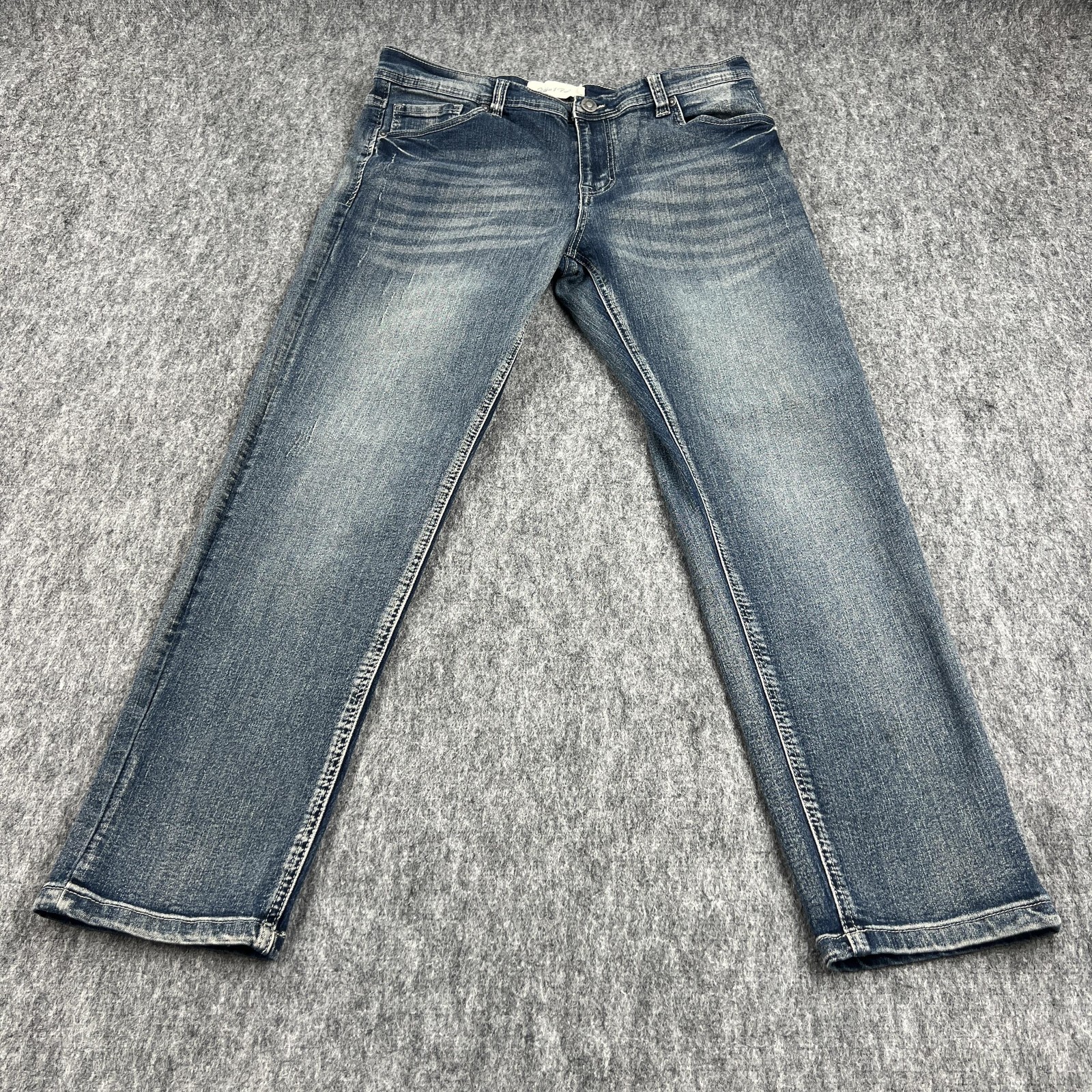 Stitches & Rivets Jeans Mens 34x30 Blue Distressed Straight Leg Denim Pants