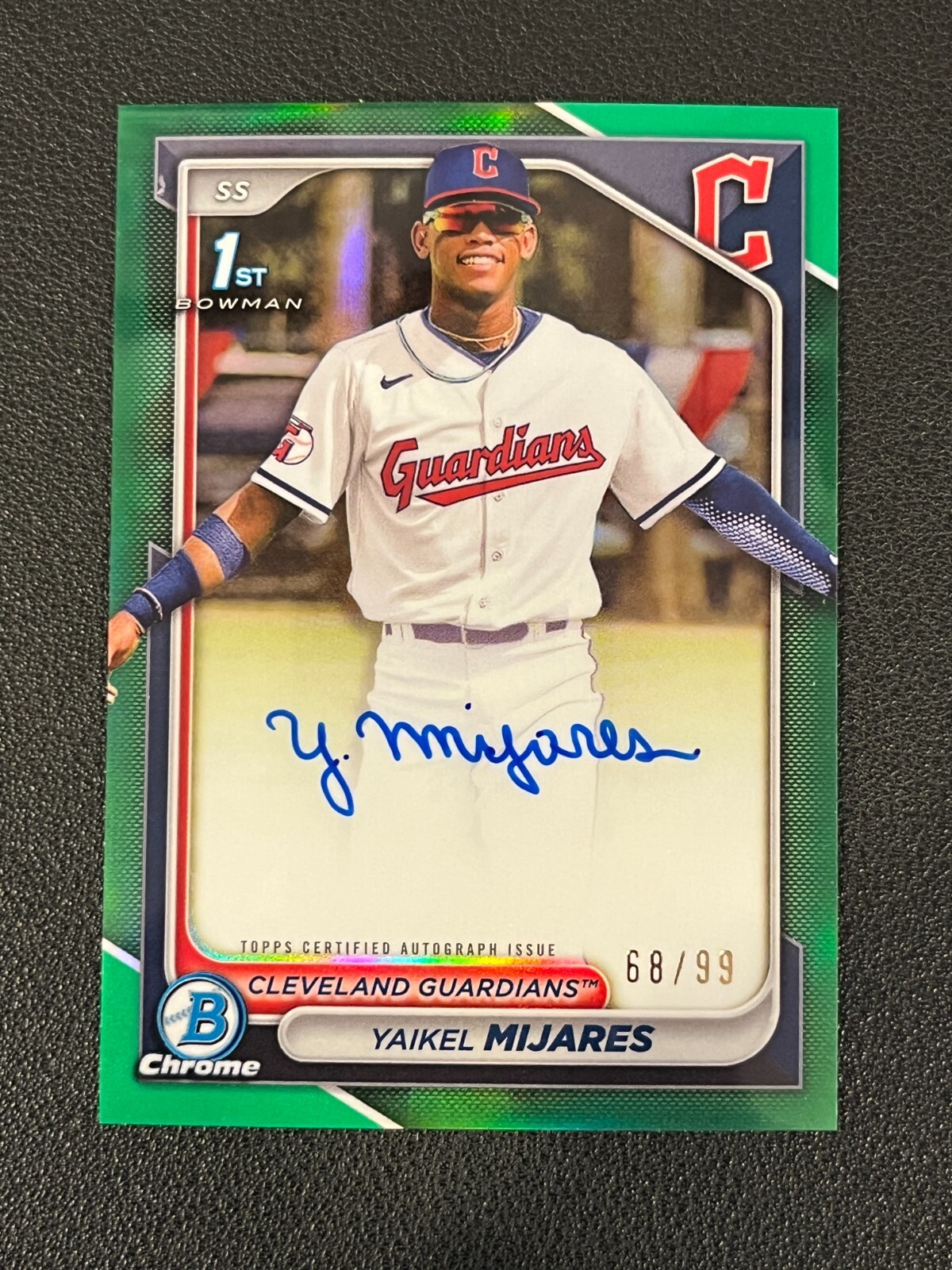 Yaikel Mijares 2024 Bowman Chrome 1st Auto Green Refractor /99 Guardians CPA-YMI