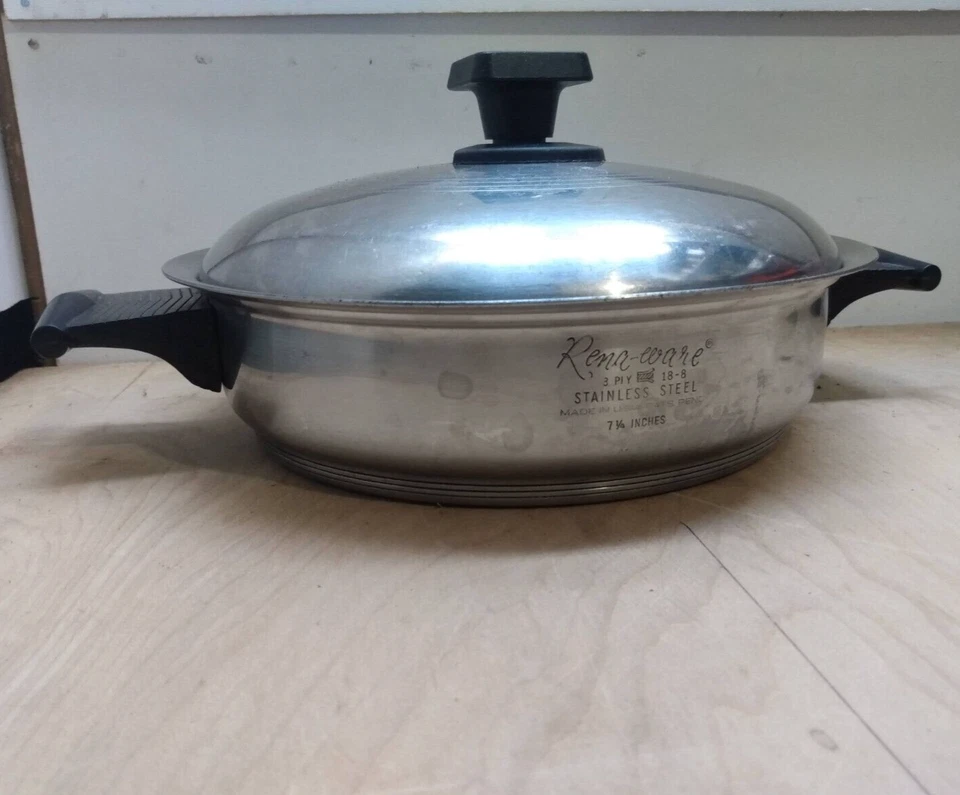 Rena Ware Utensilios de cocina Sartén de 7,5" Multi-Plapa Inoxidable 1,5 Qt Sartén Salteado Tapa Olla Foto 2 de 4