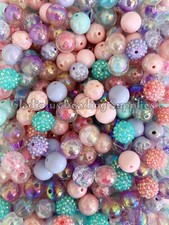 50 Qty 16mm Mermaid theme Mixed Acrylic Beads, Bubblegum Beads, Chunky Beads