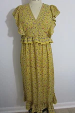 M Max Studio NWT Dress Retro 70s Ruffle Ditsy Print
