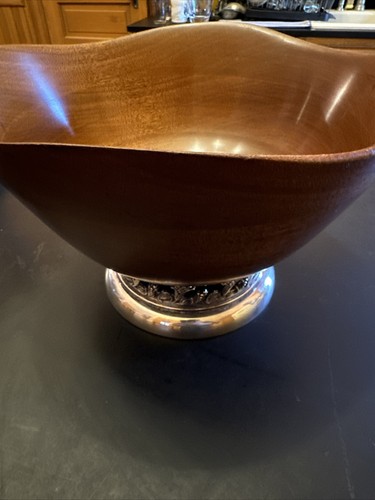 Mid Century Modern Walnut and Silverplate Center Bowl Sheffield Silver Co. RARE - Picture 7 of 7