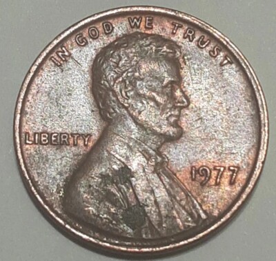 1977-P Lincoln Memorial Cent Error Misaligned Obverse Die railroad edge ...