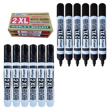BLACK BLUE RED 2-XL Jumbo Dry Eraser Whiteboard Marker Pens Broad Bullet Point