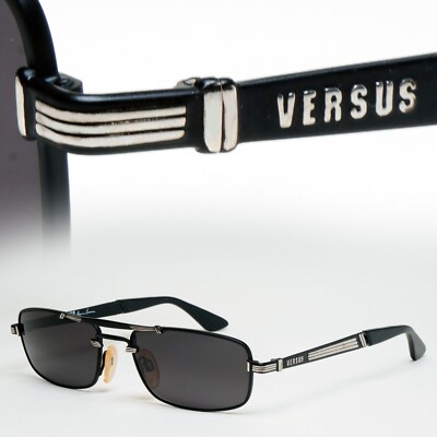 Versus Sunglasses 1996 by Gianni Versace Vintage Rectangle Black