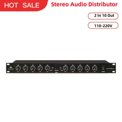 GAX-206 Mono 2 In 10 Out Audio Distributor Stage Performance Splitter 110-220V #