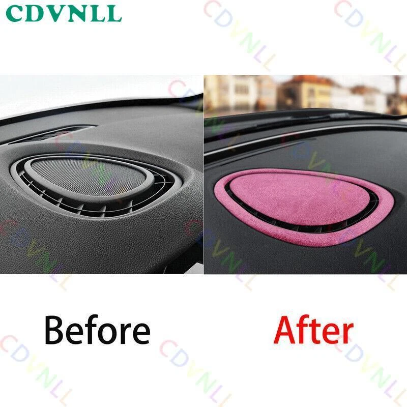 For Mini Cooper Clubman F54 Pink Suede Console Dashboard Speaker Frame Trim 2PCS — 第 2/4 张图片
