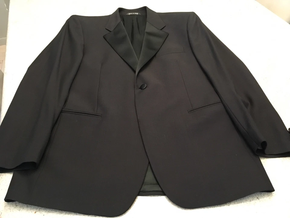 Zanieri Of Italy Black One Button Wool Tuxedo/Pleated Pants (42R)  - Image 3 of 4