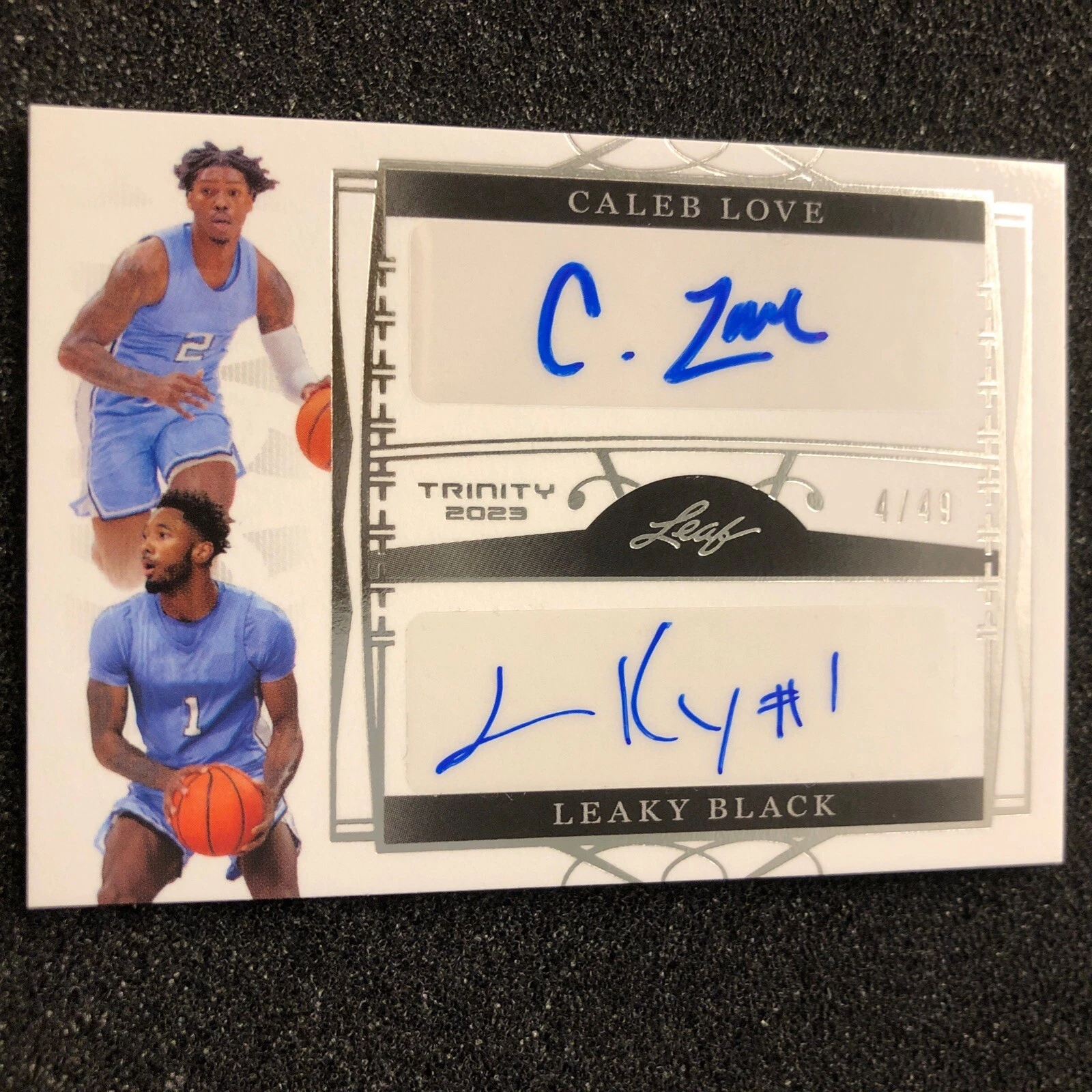 2022-23 Leaf Trinity CALEB LOVE LEAKY BLACK Dual Auto Silver 4/49