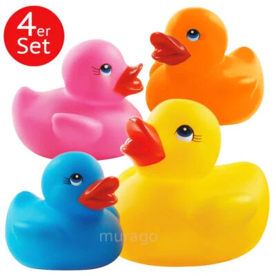EDDY TOYS 4er Set Badeenten Badefiguren Gummiente Plastikente Badespielzeug Schwimmente