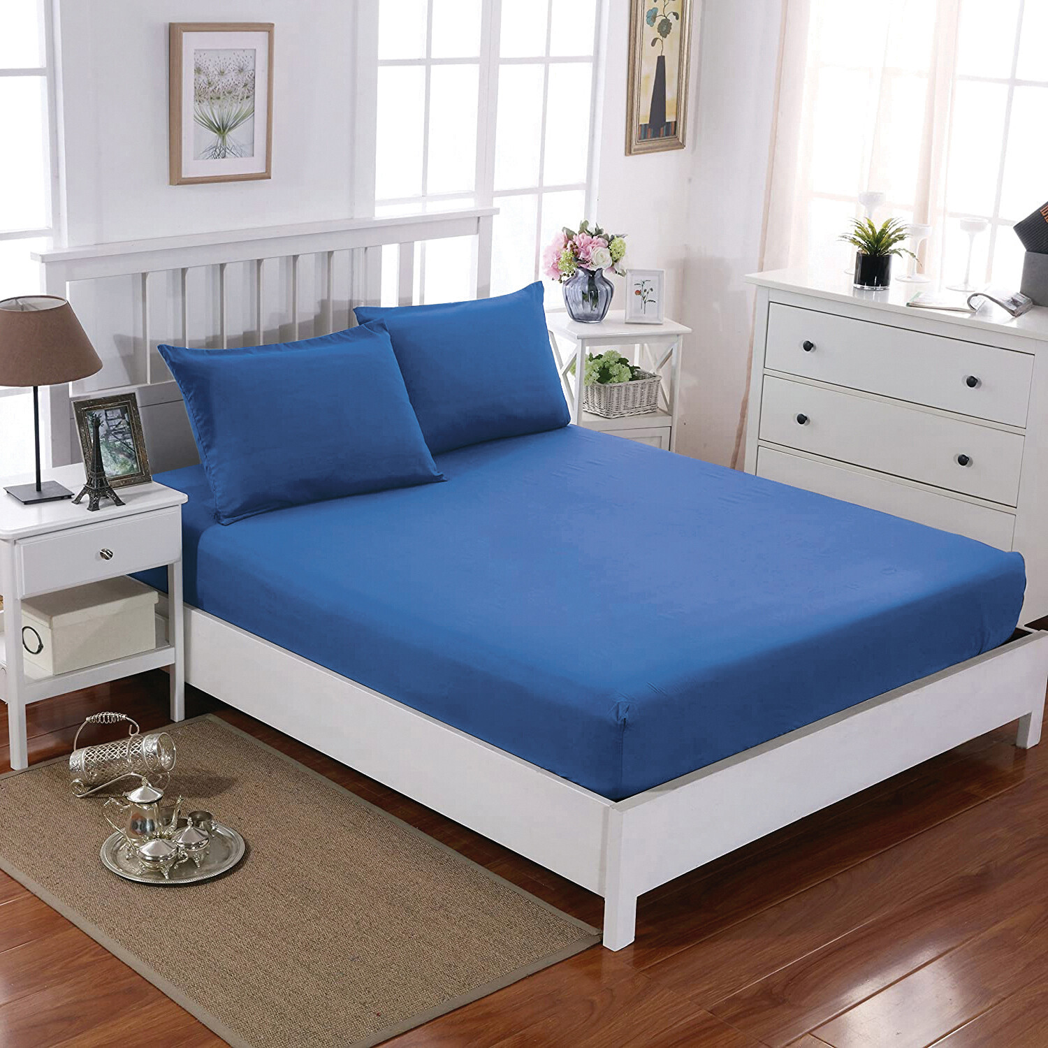 Elegant 2200TC 3 Pieces Fitted Sheet Pillowcase Set King Single Double