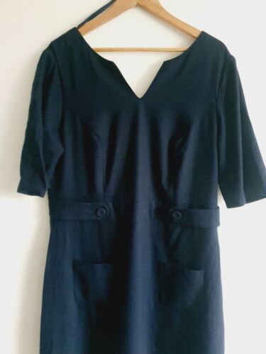 Boden Dress Size 20 Navy Blue Short Sleeve Wool Blend - Picture 8 of 8