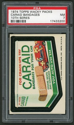 #ad #ad 1974 Topps Wacky Packages Sticker Caraid Bandages 10th Series PSA 7 $22.89