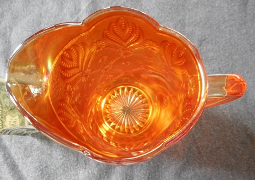 ANTIGUA JARRA DE LECHE DE ACANTO CON CUENTAS DE VIDRIO IMPERIAL CALÉNDULA - Imagen 3 de 4