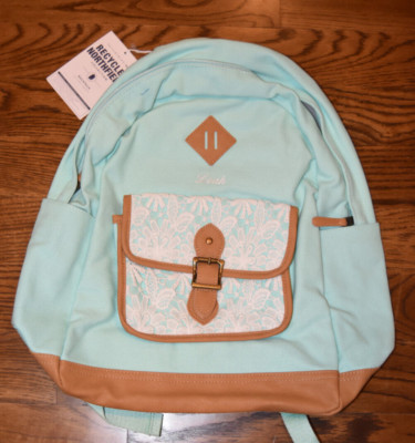 Pottery Barn Teen Northfield Mint Lacey Backpack Leah Monogram NWT