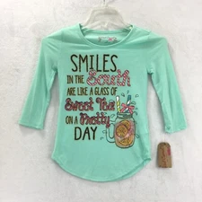 Red Camel / Southern Pride Sweet Tea Smile Glitter 3/4 Sleeve Knit Top / Size S