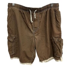 Arizona Jean Co. Mens Brown Cargo Shorts Elastic Waist Drawstring Swimsuit Sz XL