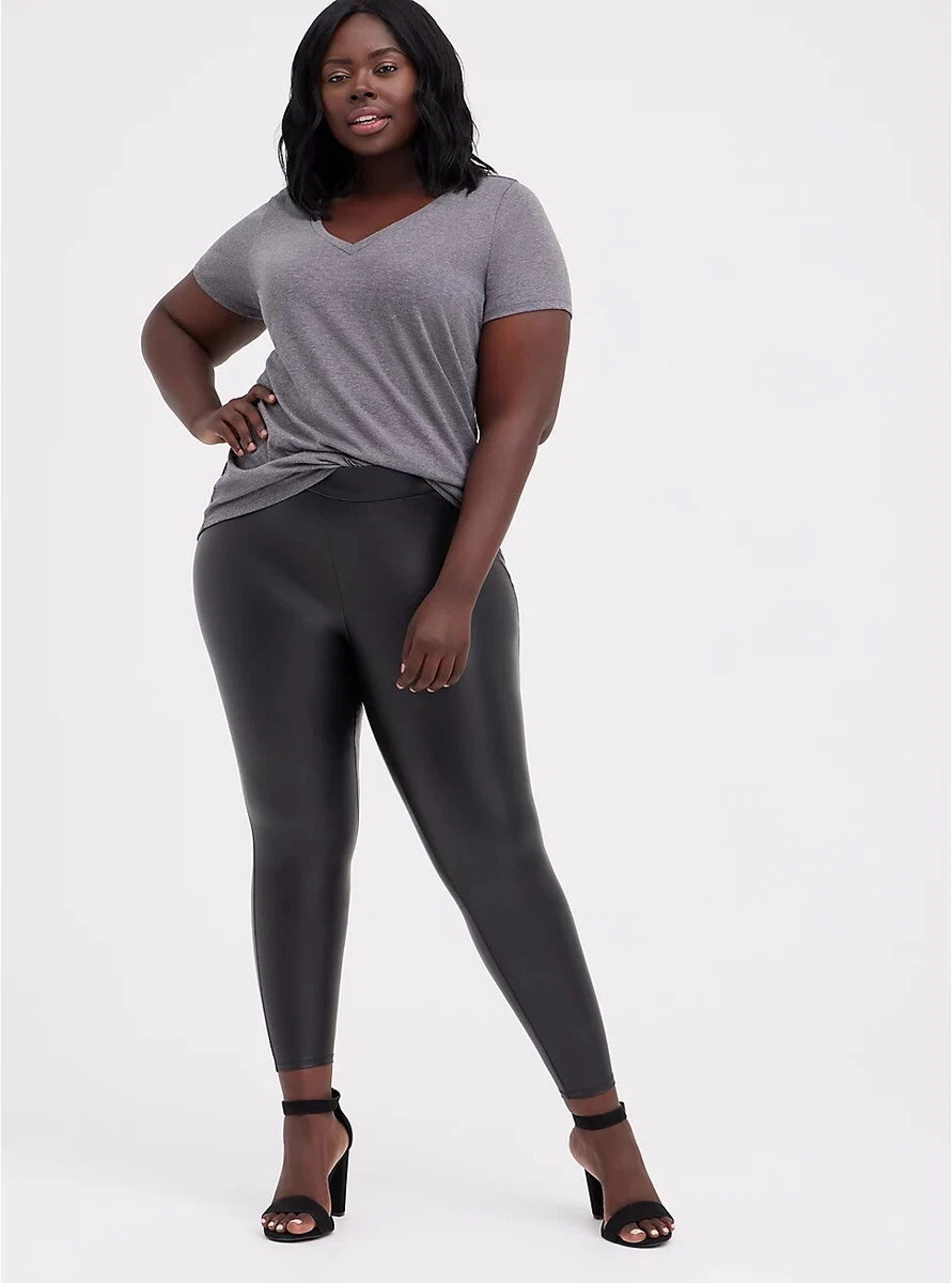 Torrid Platinum Faux Leather High Waisted Legging Black Women's Plus Size 2X