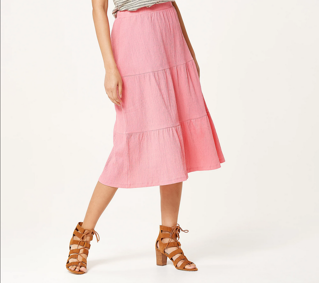 Denim \u0026 Co. Petite Knit Gauze Tiered 