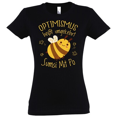 Youth Designz Damen T-Shirt Optimismus Sumsi Mit Po Lustig Spruch Fun-Look Glück